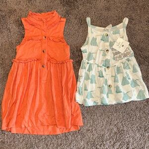 Kate Quinn 12/18M bamboo orange high neck, ruffle dress and beach tent tank